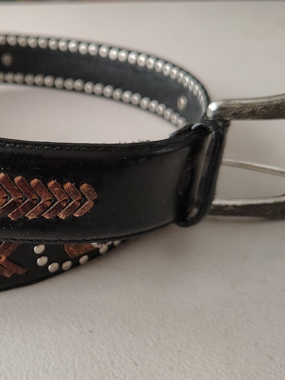Mens Southwestern Leather Belt Sz 38